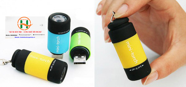 Móc khóa đèn pin mini sạc USB Mini-torch