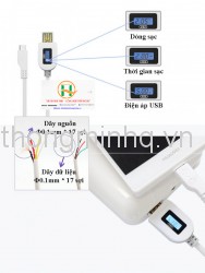 Cáp sạc micro USB đo thời gian, điện áp và dòng sạc